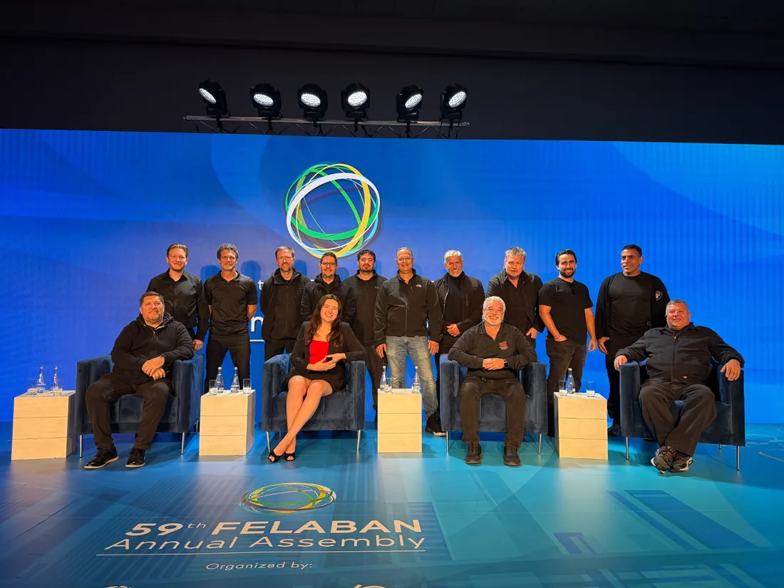 Presentation Partners crew on stage at an annual assembly